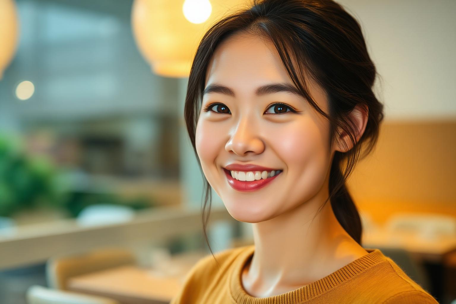 A happy guest at a modern restaurant